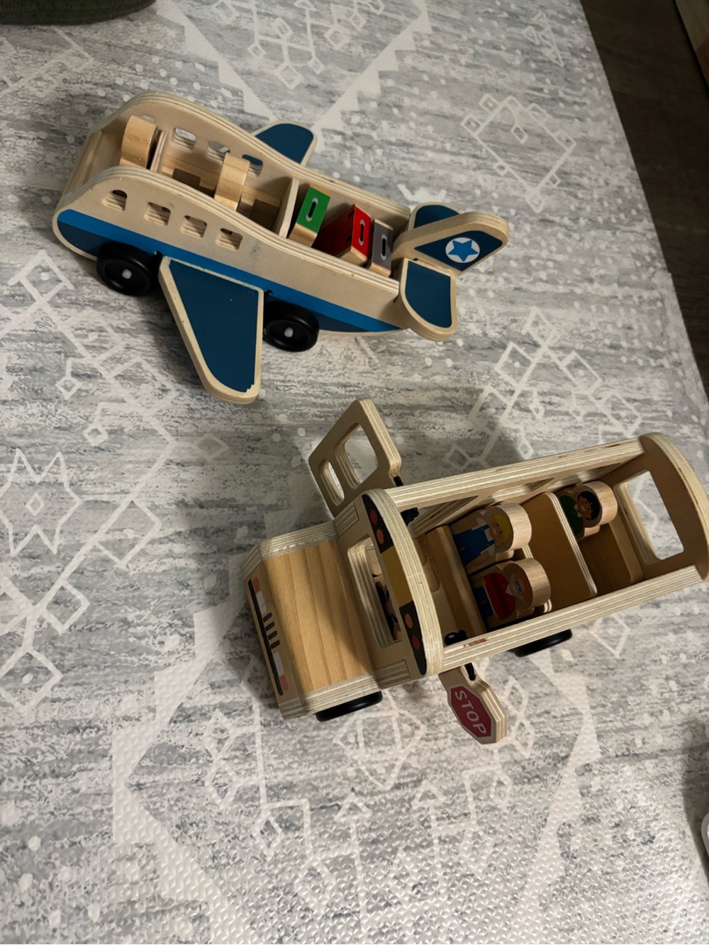 Melissa & Doug Wooden Airplane and School Bus